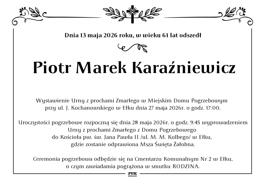 Piotr Marak Karaźniewicz - nekrolog